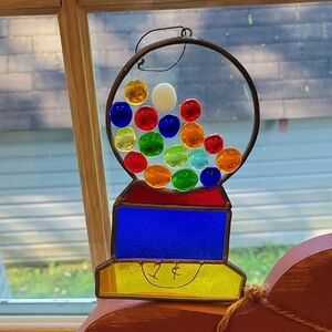 Multicolored Stained Glass Gumball Machine Suncatcher